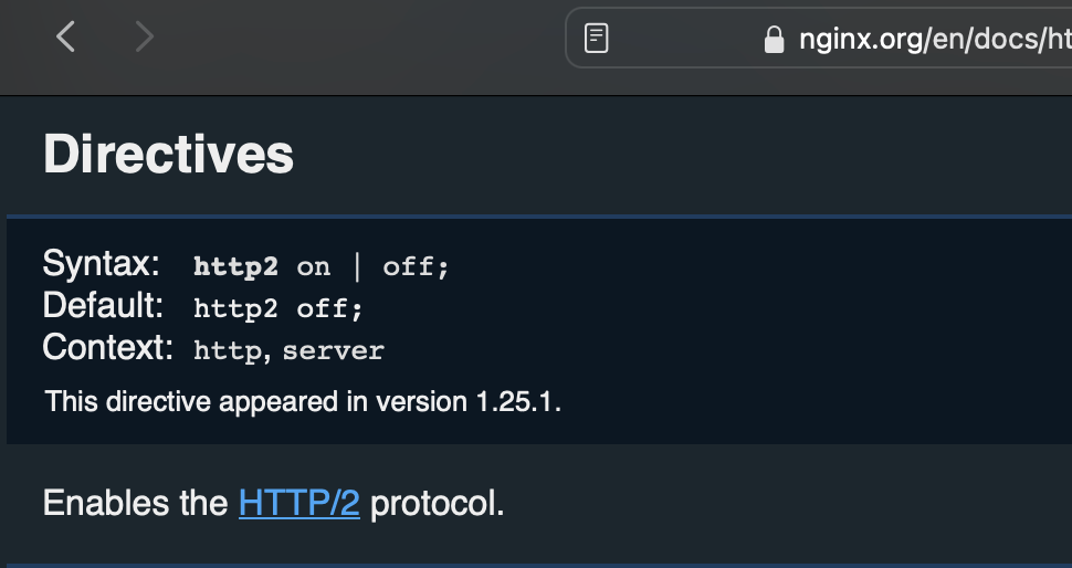 nginx官网的http2的文档说明